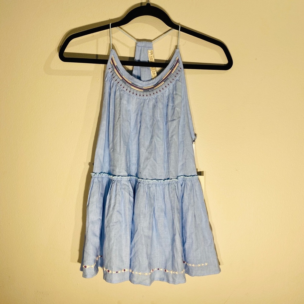 Gorgeous Embroidered Baby Blue Flowy Top***Small - Picture 11 of 14